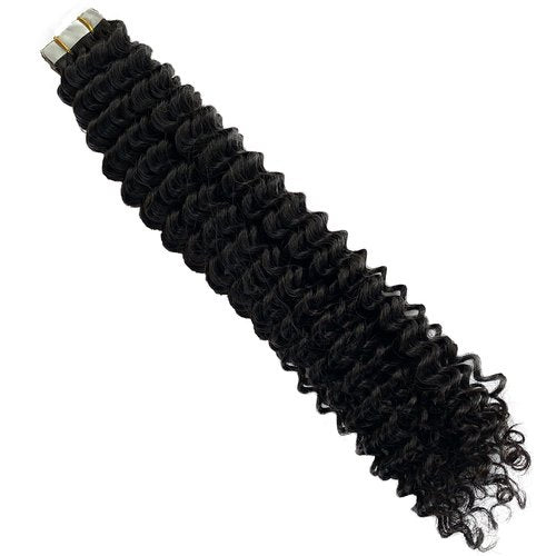 Kinky Curly Tape in Hair Extensions Human Hair, Natural Black Real Human Hair Tape ins for Black Women Double Sided 14 Inch Kinky Curly Hair Tape in Extensions 50g 20pcs