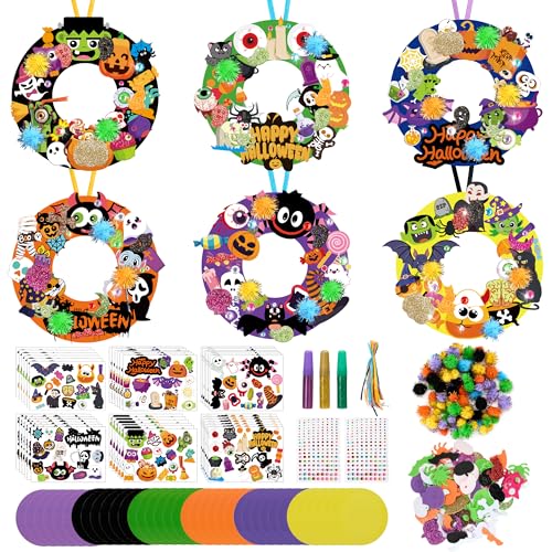 Halloween Wreath Craft Kit - 36 Pieces DIY Decorations & Accessories for Spooky Holiday