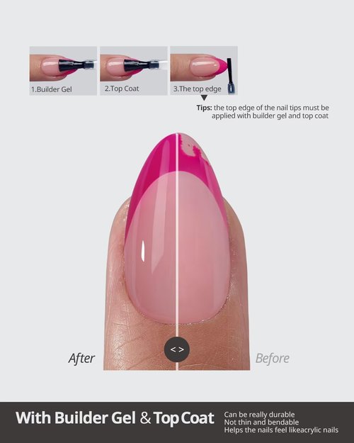 BTArtboxnails French Tip Press On Nails - Pink Short Square Valentines Press On Nails, Soft Gel Nail Tips, 160Pcs Soak Off Acrylic Fake Nail Extension in 16 Sizes