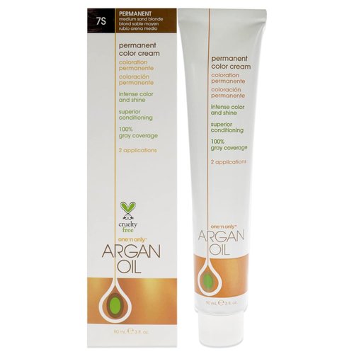 One N' Only Permanent Hair Color - Argan Oil Infused Dye for Rich Tones & Gray Coverage - 7S Medium Sand Blonde (3 oz)
