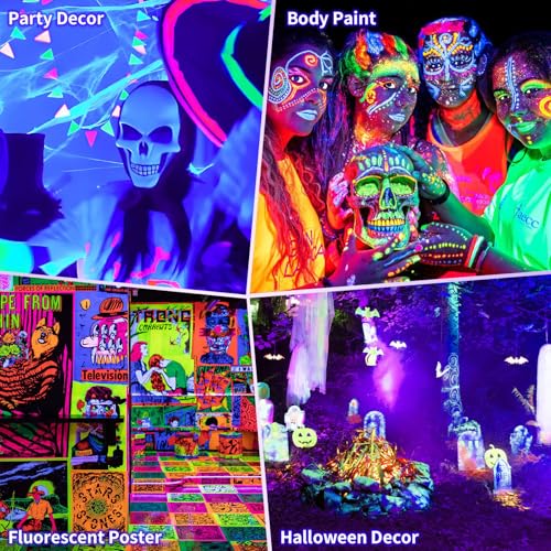 100W Black Light Bar IP66 Waterproof for Halloween & Outdoor Use - 1400 sq.ft
