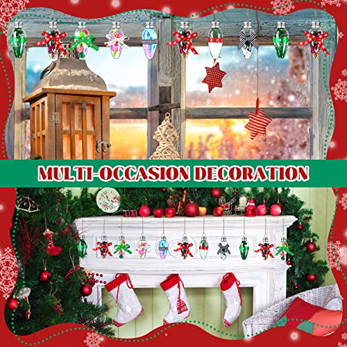 Classic Fillable Plastic Christmas Light Bulb Ornaments Set - 120 Pieces with Silver Rope