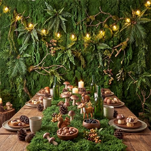 Artificial Moss Table Runner - Halloween Enchanted Party Decor, Green, 8ft - Zeyune