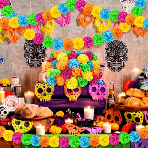 Artificial Mexican Marigold Flowers - 50Pcs Festival Decoration, Realistic & Vibrant