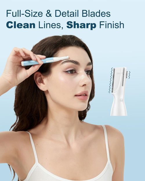 aisleek Eyebrow & Facial Hair Trimmer, Precision Detailer with Rinseable Blade, Battery Operated, Double-Sided Razor for Fine Hair, Chin & Peach Fuzz, Compact Pen Size, Safe & Gentle Touch-ups