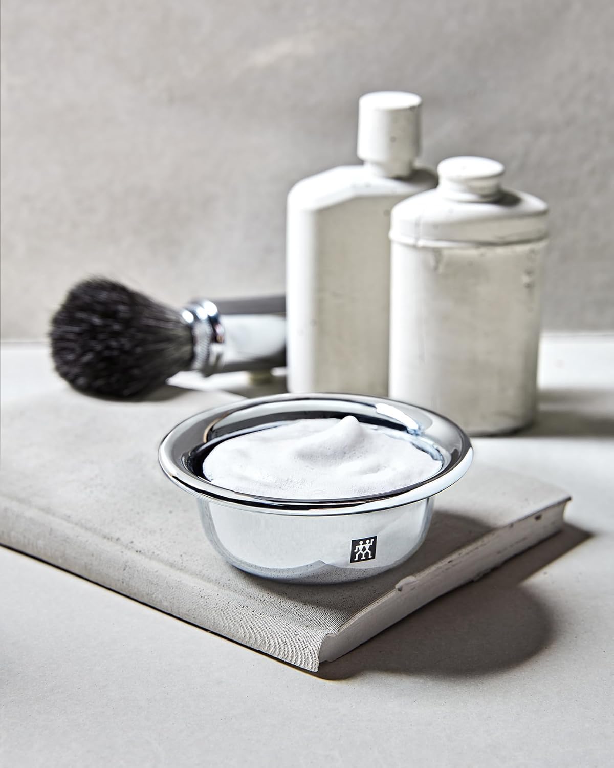 ZWILLING Shaving Bowl (wet shave, storage for shaving soap, bowl for whipping up lather, chrome plated), Silver