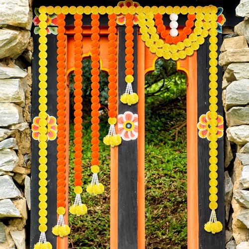 55-Inch Marigold Garland Toran Door Decoration for Diwali & Home Decor