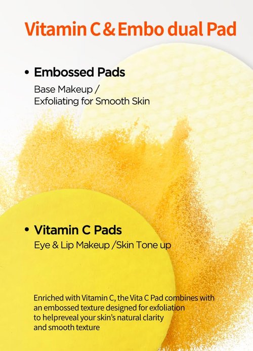 BEAUDIANI Soonssak Vitamin C Cleansing Pads – One-Swipe Makeup Remover, Low-pH 5.3, Dual-Texture Exfoliating Toner Pads, Hydrating Lyocell, Sensitive-Skin Friendly – 50 Count
