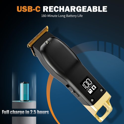 Elehomyou Beard Trimmer for Men - Rechargeable Men's Hair Clippers & Razor, Cordless Hair Trimmer for Face, Neck, Groin & Manscaping, Ideal Gift for Men, Black