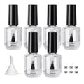 Agidea Empty Nail Polish Bottles with Paddle Brush, 6PCS Empty Glass Clear Refillable Nail Polish Containers Vials with Mixing Balls & Funnels & Black Cap for DIY Nail Art Samples (15ML)