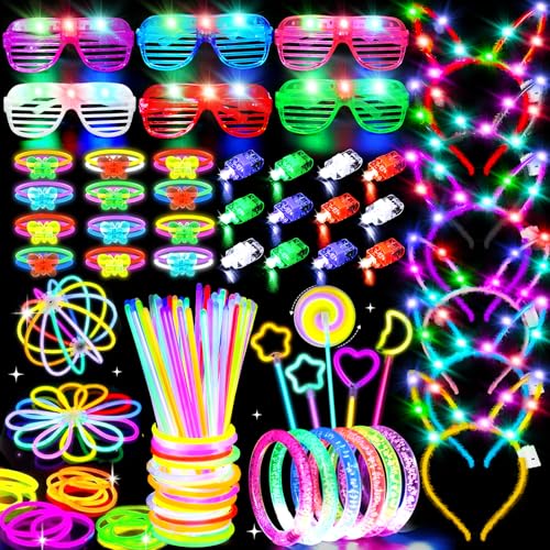 Glow in The Dark Party Supplies Bulk Pack for Kids & Adults - Neon Accessories Set