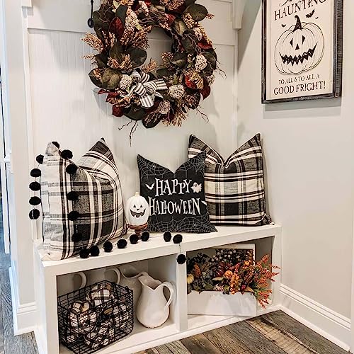 Halloween Pillow Covers Set of 4 18x18 Inch Pumpkin Truck Black Variation
