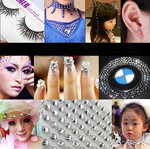 Self-Adhesive Rhinestone Stickers for Makeup and Crafts - Silver, 91PCS