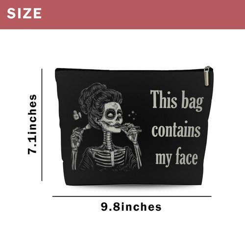 Lyiibb Goth Gifts for Women, This Bag Contains My Face, Gothic Makeup Bag, Witchy Spooky Cosmetic Bag with Zipper