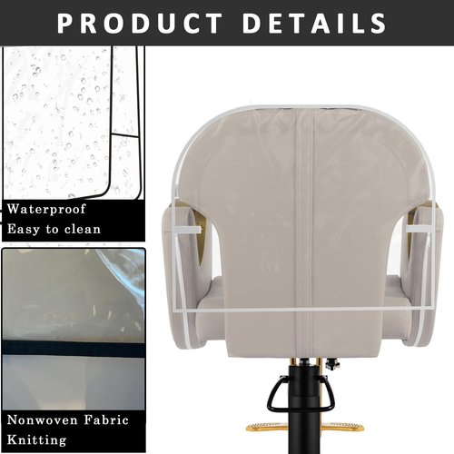 4Pcs Salon Chair Cover, Clear Round Barber Salon Chair Back Covers, Vinyl Chair Covers Protectors for Most Salon Chairs, Prevents Upholstery from Stains, Wear, and Damage to Salon Spa Chairs, White