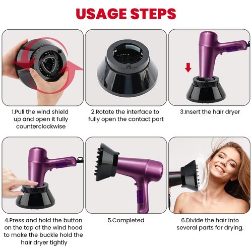 Skiennix Hair Dryer Diffuser - Adjustable Attachment for Curly & Wavy Hair | 1.4" to 3.2" Black