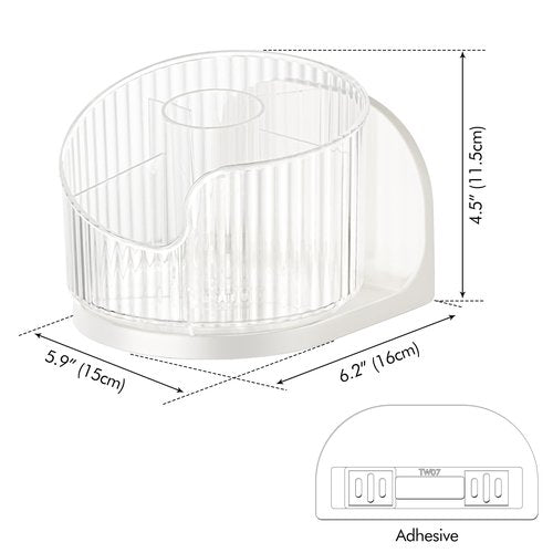 Poeland Wall Mounted Makeup Brushes Organizer, 360 Rotating Makeup Holder with 6 Compartments for Skincare Products, Makeup Brushes