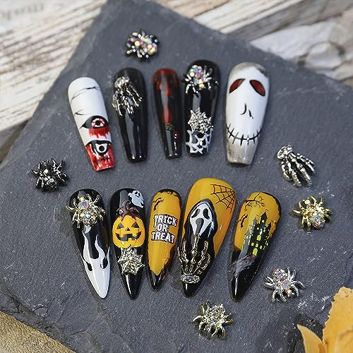 Halloween Nail Charms Kit 36pcs Spider Skull Rhinestones for Nail Art - Variation KIT1