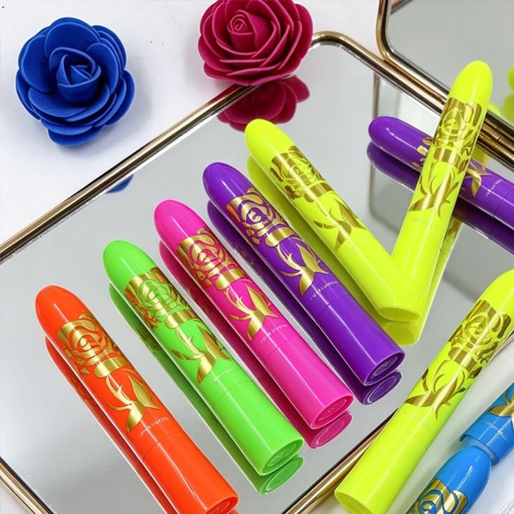 Neon Face & Body Paint Crayons Set - Glow in The Dark UV Makeup Kit, 6 Colors