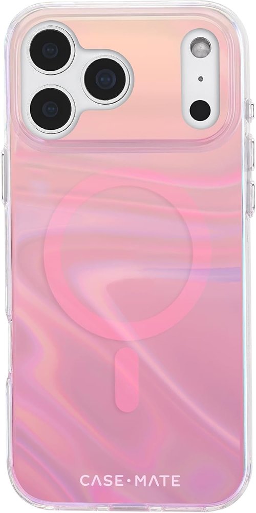 Case-Mate Soap Bubble iPhone 17 Pro Max Case - Stylish MagSafe-Compatible Cover with 12ft Drop Protection | Peach Iridescent