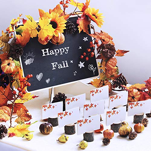 Fall Maple Leaf Garland with Sunflowers Pumpkin Berries - 12ft Autumn Decor Set