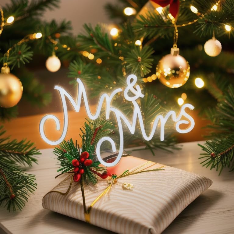 Mr & Mrs Neon Sign for Wedding Decoration - White Variation