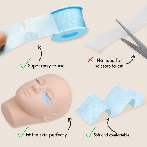 Embagol Lash Tape for Eyelash Extensions Blue Eyelash Tape for Extensions Sensitive Silicone Gel Easy Tear Breathable Medical Microporous Eyelash Extension Tape (0.98in 3.9yd, 6 Rolls)