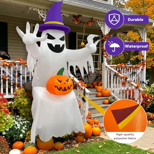 8FT Ghost Inflatable Halloween Decorations with LED Lights Outdoor Decor