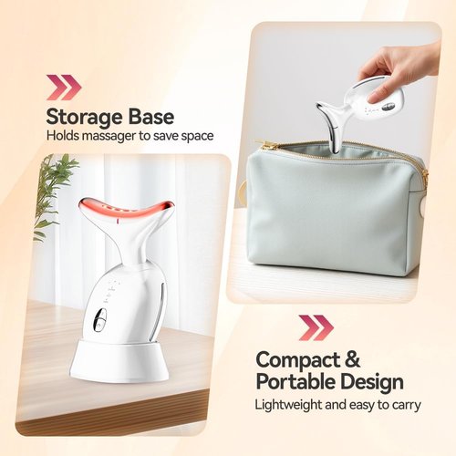 7 Color Facial Massager for Face and Neck, Portable Face Sculpting Tool with Vibration (White)