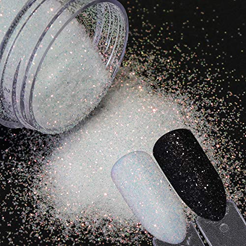 White Glitter Nail Powder for Nail Art and Enhancements - 3-4g