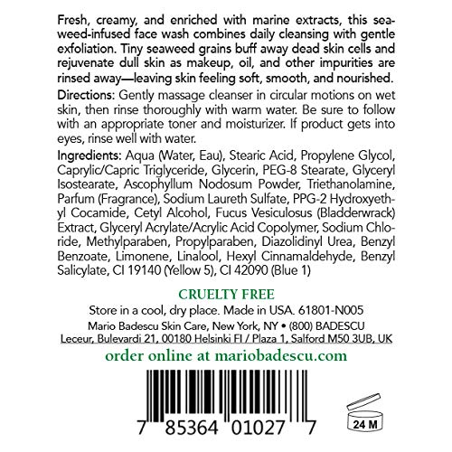 Mario Badescu Seaweed Cleansing Soap - Gentle Exfoliating Cleanser for All Skin Types | Creamy Formula with Seaweed Grains