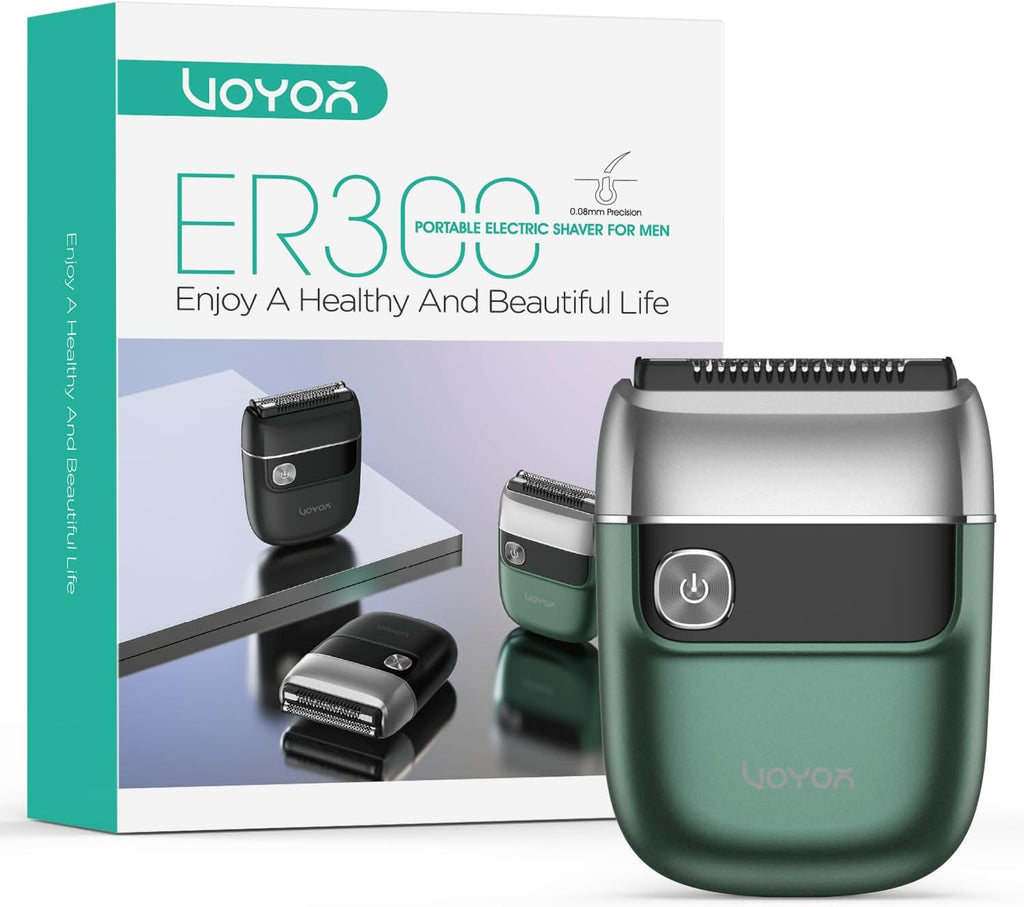 VOYOR Foil Shaver - 2 in 1 Portable Electric Razor for Men | Rechargeable & Washable ER300 (Green)