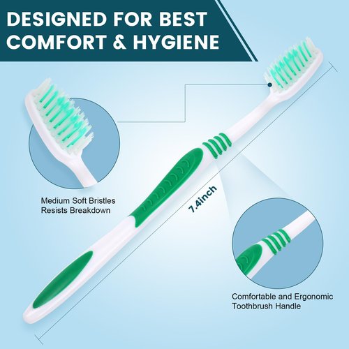 Navona 100 PCS Premium Individually Wrapped Bulk Toothbrush Pack, Disposable Toothbrushes, Kids Toothbrush, Medium Soft Bristle Toothbrushes, Ergonomics Handle, Perfect for Travel Hotel Donation