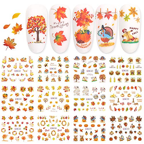 Fall Nail Stickers Autumn Maple Leaf Nail Art Decals - Thanksgiving Set A