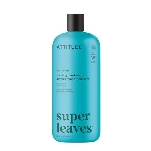 ATTITUDE Foaming Hand Soap Refill - EWG Verified, Gentle & Moisturizing for Sensitive Skin | 30 Fl Oz
