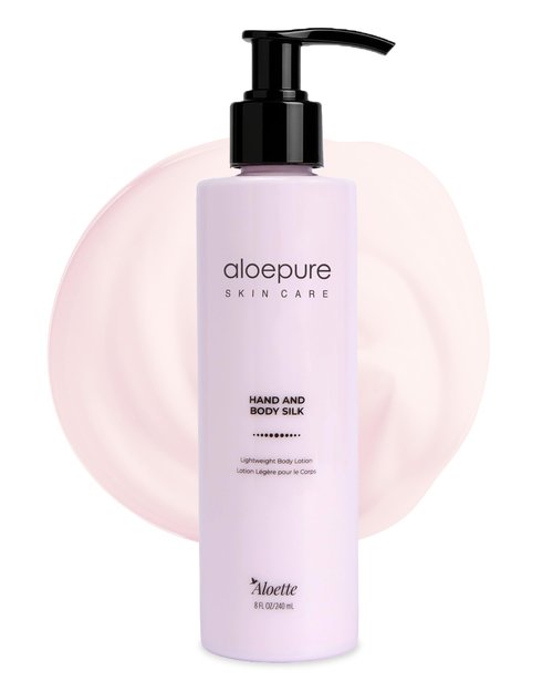 Aloette Hand & Body Silk Lotion - Lightweight & Gentle Moisturizer Body Lotion for Women & Men - Floral Scent Hydrating Skin Care with Aloe Vera Extract for Soft & Smooth Skin - 8 Fl Oz