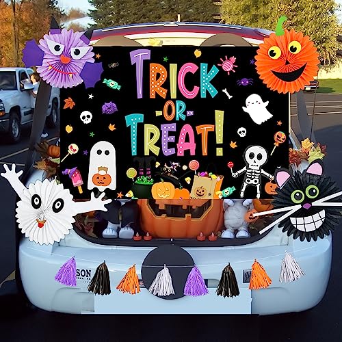 Halloween Car Decorations Trunk or Treat Backdrop Fans Tassels for Garage & Yard