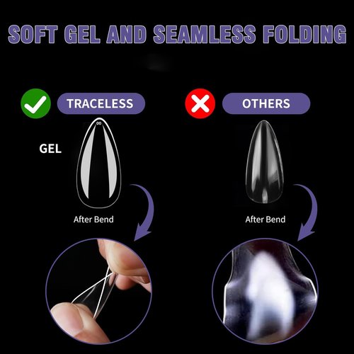 SWRITATSK Press On Nails Thicker Medium Almond Nail Tips,600pcs Gel Flase Nails Tips Acrylic Tip, 15 Sizes 00-13 Fake Tips,Nails Tips, Soft Acrylic Press On Nail Valentines Gifts for Women