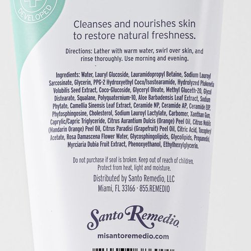 Santo Remedio, Piel Eterna, Purifying Cleanser, Removes Impurities and Provides Antioxidants, Contains Essential Ceramides, Green Tea, Aloe, Vitamin E, For All Skin Types, 6 Fl. Oz. / 180 ml