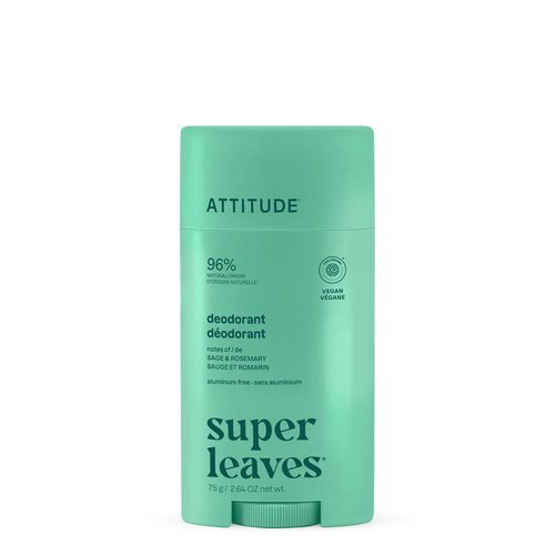 ATTITUDE Aluminum-Free Deodorant - Natural Ingredients, EWG Verified, Sage & Rosemary Scent | 2.64 Oz