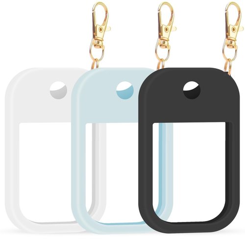 GAWBYET Hand Sanitizer Spray Case Compatible with Touchland, Silicone Hand Sanitizer Case Holder with Keychain for Power Mist and Glow Mist 1 fl oz,(White+Blue+Black)