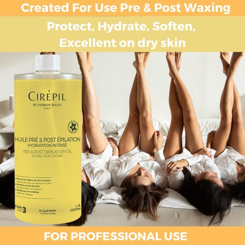 Cirepil - Pre & Post Depilatory Oil - Protects Skin for Comfortable Waxing & Removes Wax Residue - Soothing Jasmine Scented Formula - Professional Refill Bottle, 1000ml