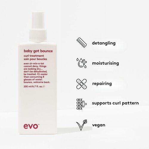 EVO Baby Got Bounce Curl Treatment - Anti Frizz Hair Treatment for Wavy & Curly Hair - Moisturizes, Repairs & Detangles - 6.8 fl oz