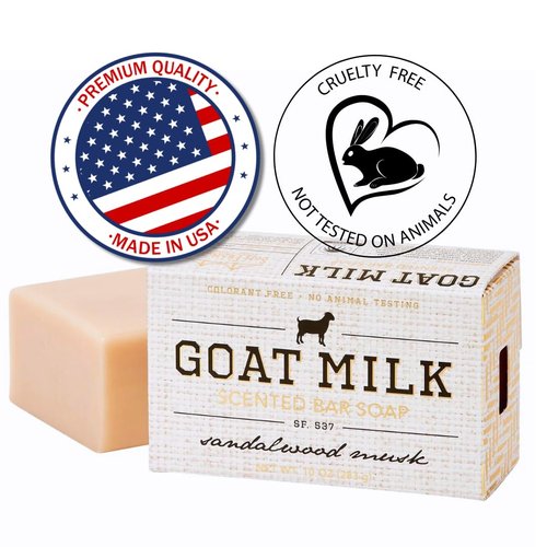 San Francisco Soap Company Goat Milk Bar Soap | SANDALWOOD MUSK | Dye-Free Bar Soap | Enriched with Nourishing Goat Milk | Unisex Fragrance | 10oz