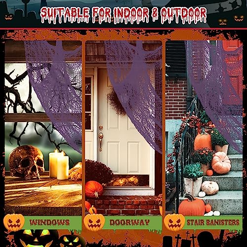 Halloween Creepy Cloth 6 Pack - Black, Purple, White Outdoor Fabric Yard Decor