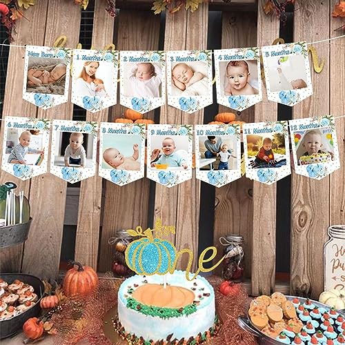 Fall Themed First Birthday Balloon Garland Kit with Pumpkins & Number 1 Foil Balloon