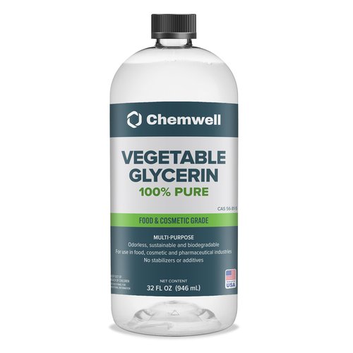 Chemwell Vegetable Glycerin (32 fl oz) - 100% Pure, Food Grade, USP - Moisturizer and Cleanser For Skincare, DIY Beauty, Crafts, Baking & Floral Preservation