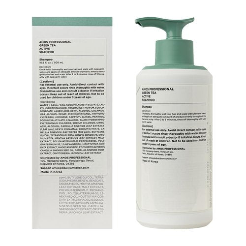 AMOS PROFESSIONAL Green Tea Active Shampoo l Anti-Aging for Fine, Thinning Hair | Protects Scalp & Volumizing Hair | Clinically Proven, 16.9 fl.oz