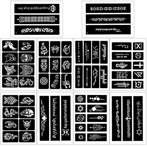 Large Temporary Tattoo Stencil Kit with 123 Patterns for Face & Body Art