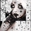 Halloween Spider Web Face Tattoo Stickers - Black, 9 Sheets for Adults & Kids